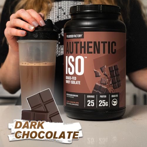 Image of Jacked Factory Authentic ISO Whey Protein Isolate Powder - Low Carb, Non-GMO Muscle Building Protein w /No Fillers, Post Workout Recovery, Dark Chocolate - 25 Servings