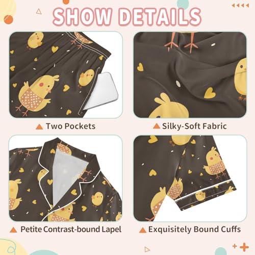 senya Chicken with Apron Satin Summer Pajama Sets Silk Short Sleeve Button Down Sleepwear3