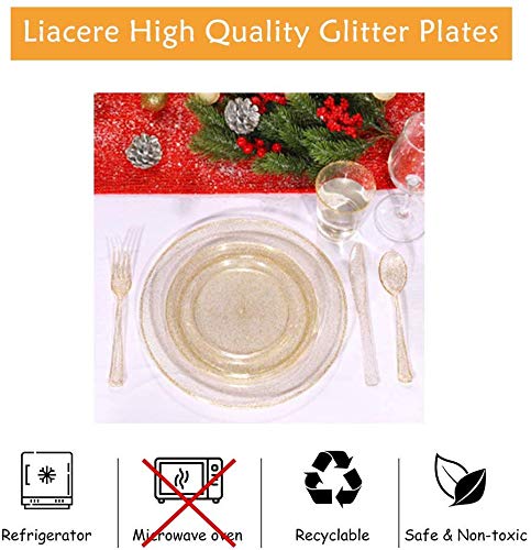 Liacere B083FDXMBF 60Pieces Gold Plastic Bowls-Disposable Gold Glitter Dessert Bowls-12Oz Premium Plastic Soup Bowls thumb #2