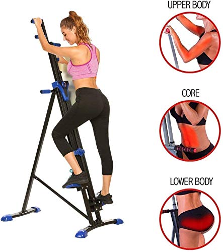Hurbo Vertical Climber Home Gym Exercise Folding Climbing Machine Exercise Bike for Home Body Trainer Stepper Cardio Workout Training Non-Stick Grips Legs Arms Abs Calf (Blue Black)