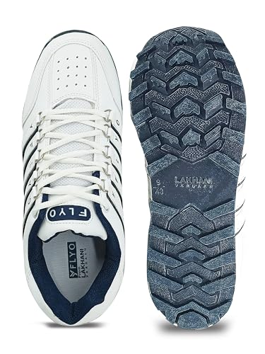 Image of FLYO by Lakhani Vardaan Pace718 Comfortable Trendy White Outdoor Shoes with Anti-Skid Rubber Sole