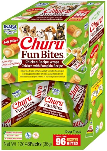 Produktbild von INABA Churu Fun Bites Huhn mit Kürbis Snack für Hunde - 8 x 12 g
