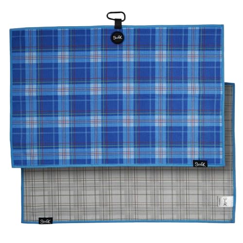 Microfibre Golf Towel by SWAK - Unique Design Easily Attaches to Your Cart - Essential Golf Accessories - Great Golf Gifts for Men - 40 x 60cm (Tartan)