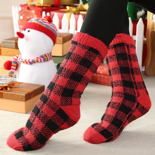 Image of Slipper Socks for Women with Grippers Non Slip, Sherpa Lined Slipper Socks