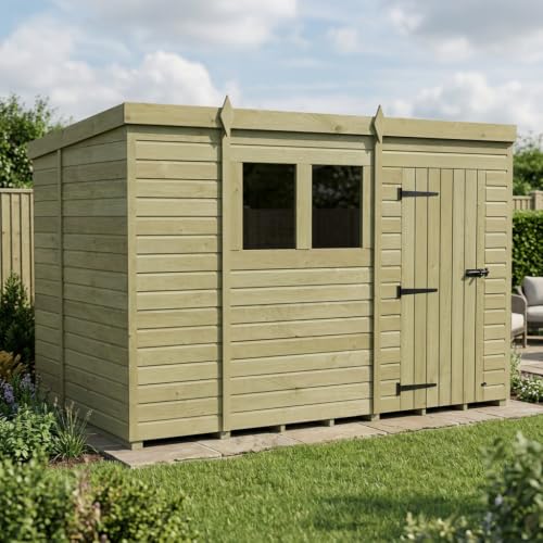 Image of DIY Sheds 10 x 6 Pent Shed (Single Door, With Windows)
