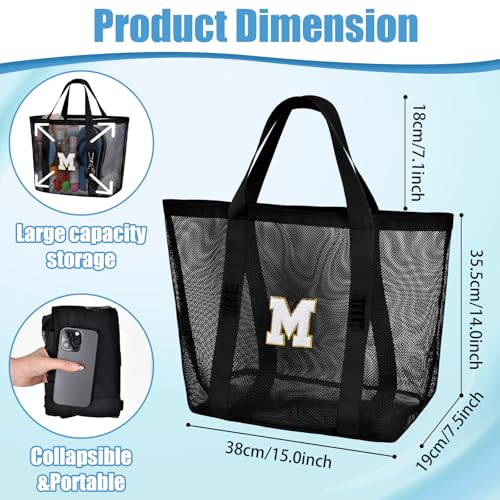 Nidoul Mesh Beach Bag Large Initial Tote Bags Reusable Grocery Bags Foldable for Women Pool Swim Travel Vacation Essentials4