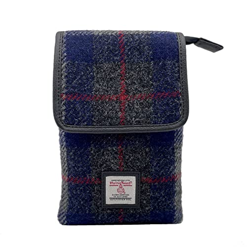 Ladies Mini Crossbody Bag with Adjustable Strap, 100% Harris Tweed & Vegan Leather, 8.27' x 5.31' x 1.18'