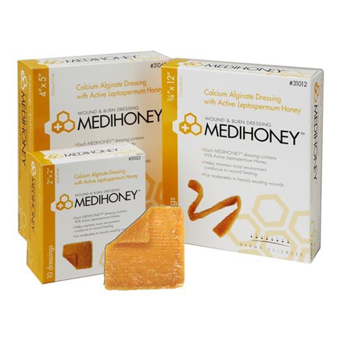 Derma Sciences 31644 Medihoney Dressing Hydrogel Colloidal Sheet, Non-Adhesive, 4.3
