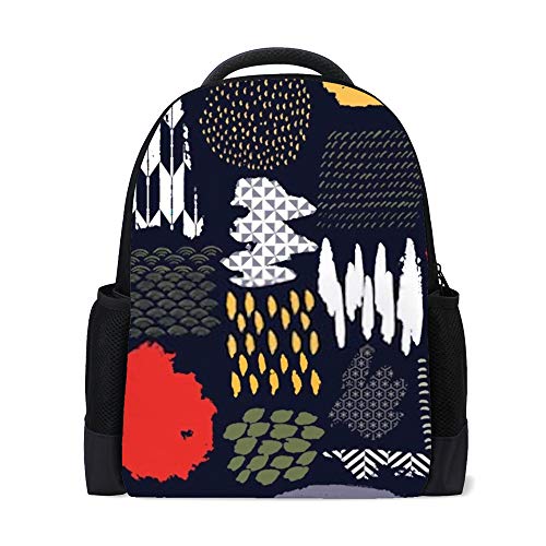 Sac à dos coloré à motif abstrait pour transporter livres et ordinateur
