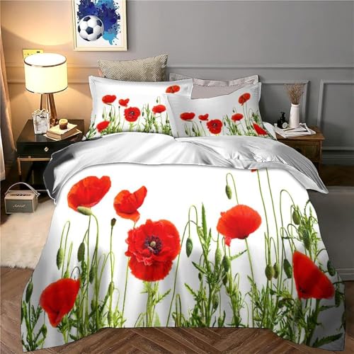 Housse de couette hypoallergique coquelicot en microfibre résistante 135x200 - 6