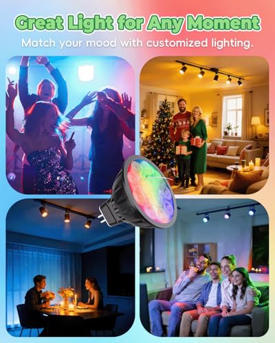 Image of Smart MR16 Bulb, 12V WiFi MR16 LED Bulb RGBW Color Changing 6pcs