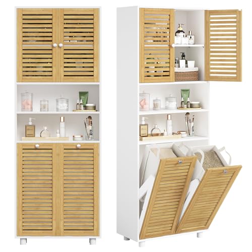 FORABAMB Badezimmerschrank mit Wäschekörbe, Badschrank mit...