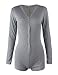 Moxeay Women V-Neck Long Sleeve Shorts Knitted Bodysuit Jumpsuit Romper Overall(Gray,S)