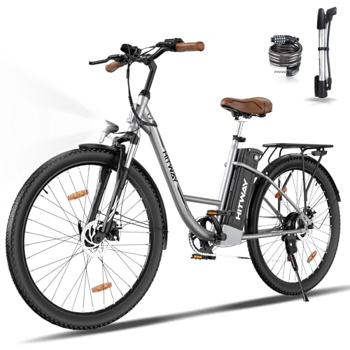 HITWAY Bicicleta Eléctrica Para Mujeres, 28'Bici Eléctrica Pedelec, Urbana E-Bike De Cercanías, Batería Extraíble De 36V/13Ah, Motor De 250W, Máxima 25km/h, Transmisión De 7 Velocidades, Hasta 35-90km