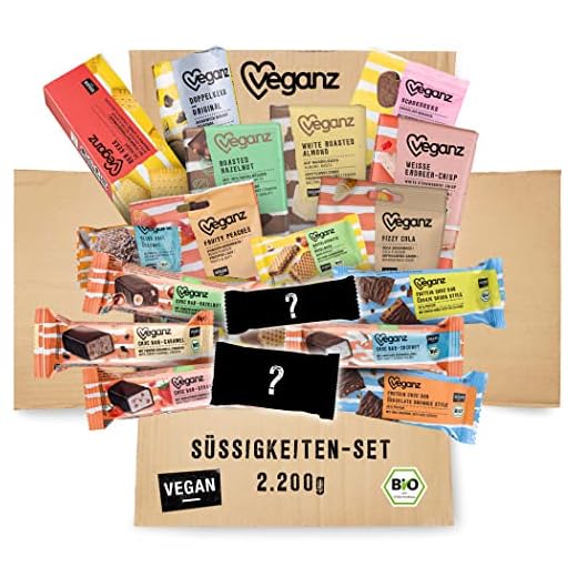 Veganz Bio Süßigkeiten | XL Box mit 18 Sorten | Schokolade