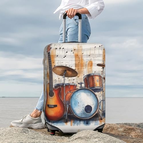 Guitar Drum Musical Notes Musical Instrument Luggage Cover Suitcase Cover Protector Travel Suitcase Cover4