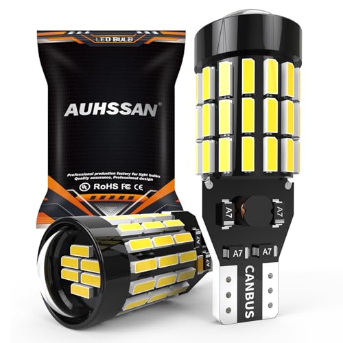 AUHSSAN T15 W16W LED Bulb 6500K White 51SMD 921 912 955 Car Bulbs CANBUS Error Free 3000LM for Car Reverse Light Bulb Backup Parking Lights 12V 24V, Pack of 2