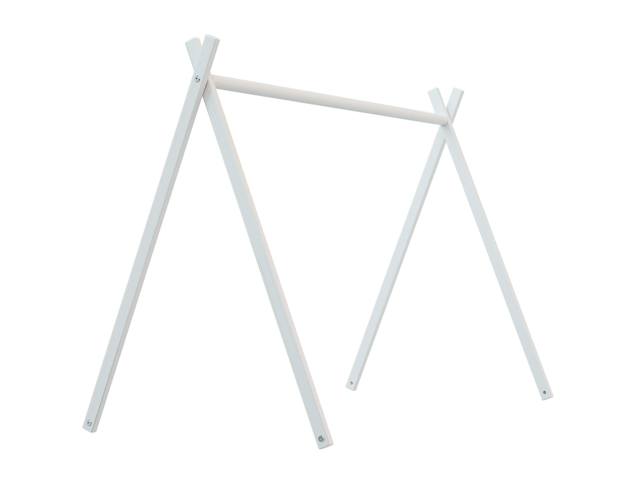 Webaby - Letto teepee in legno 60x120 Bianco| Legno massiccio | Dalla nascita | Rete a doghe inclusiva | Letto con sbarra |Rete letto regolabile a 3 altezze