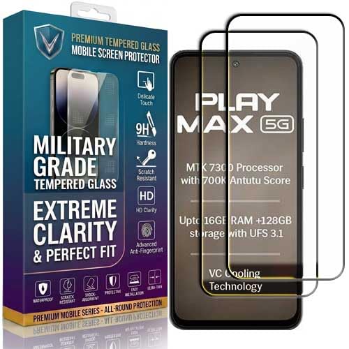 Image of PremiumTempered Glass for Lava Play Max Screen Protector,9H Hardness,HD Clarity,Scratch-Resistant & Case-Friendly (Pack-2)