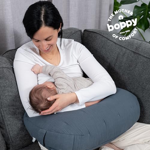 Image of Boppy Nursing Pillow, Cotton Muslin Ergonomic Breastfeeding Support Pillow