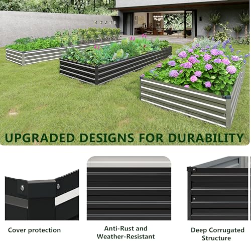 Image of 2PCS 6x3x1ft Galvanized Raised Garden Bed Kit,Metal Planter Box for Vegetables,Flowers,Herbs Durable Rust-Resistant Patio Gardening Beds,Black