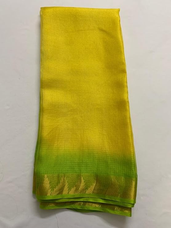 Image of Women's Bhagalpuri Pure Kota Doria Silk Net Saree With Temple Zari Border and Running Blouse Piece