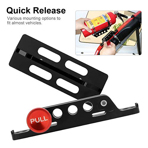 Quick Release Aluminum Fire Extinguisher Holder Mount Bracket Roll Bar Mount Bottle Holder Adjustable with 4 Clamps for Wrangler TJ JK JL JKU UTV Polaris RZR Ranger (2PCS Black)