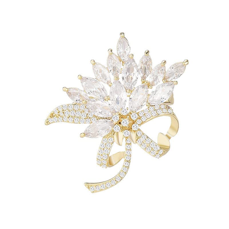 Image of Flower Brooch for Women Rhinestone Flower Brooch Pins Floral Brooches Jewelry Gift for Mom Wife