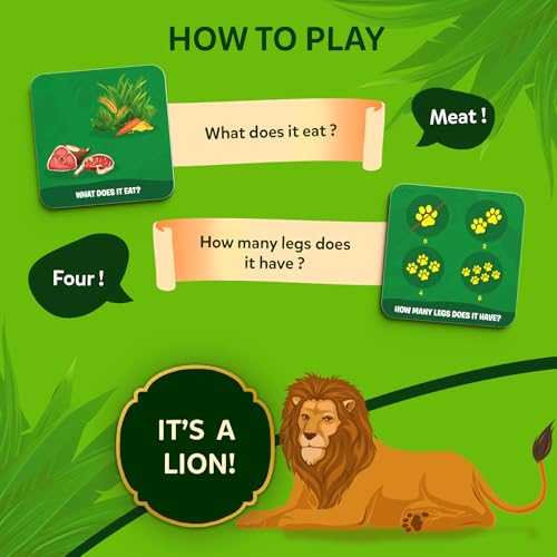Image of Skillmatics Guess in 10 Junior - Animal Kingdom, Card Game for Preschoolers | Animal Trivia, Fun Guessing Game, 35 Game Cards, 10 Guider Tiles, Travel-Friendly, Gift for Kids Ages 3, 4, 5, 6,