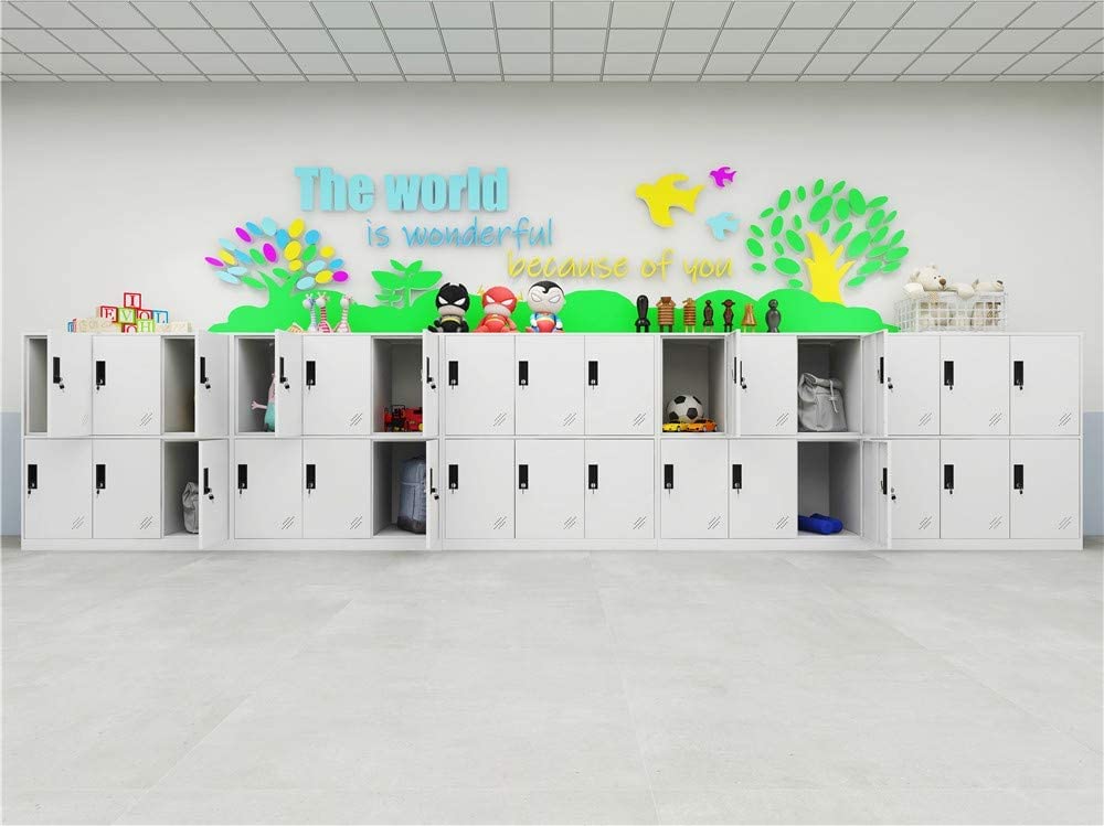 MECOLOR Armoire de Bureau en métal 9 Portes Casiers Rangement pour Enfants Full White