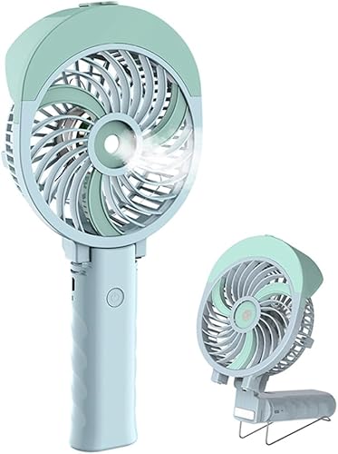 Vista 12 de HandFan Ventilador de nebulización personal, tanque de agua grande de 1.9 fl oz, ventilador portátil recargable de mano, ventilador de niebla a Azul