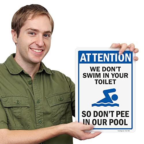 Cartel divertido para piscina de plástico 14x10 pulgadas miniatura 4