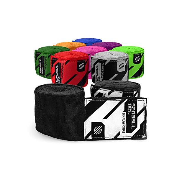Sanabul-Elastic-Professional-180-inch-Handwraps-for-Boxing-Kickboxing-Muay-Thai-MMA Sanabul Elastic Professional 180 inch Handwraps for Boxing Kickboxing Muay Thai MMA (Black, 180")