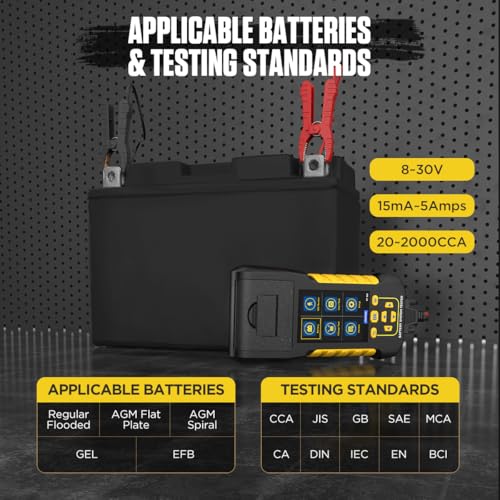 Image of Car Battery Tester 12V /24V Digital Automotive Batteries & Alternator Diagnostic Tool, 20-2000 CCA Load Capacity Charging Cranking System Tester for Truck Marine Motorcycle SUV Boat (Built-in Printer)