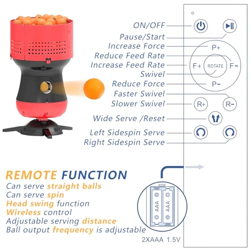 Robot Elettrico da Ping Pong, 5 Livelli di Forza e Distanza Regolabili, Macchina da Ping Pong con capacità di 90 Palline, per Garage, seminterrato e Principale (Main)