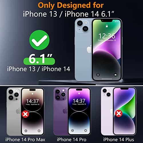 Spidercase For Iphone 13 Case/Iphone 14 Case, With Magnetic Invisible Stand[10 Ft Military Grade Drop Protection] [2 Pcs Tempered Glass Screen Protector] Shockproof Slim Translucent Matte Case, Blue #TOP1