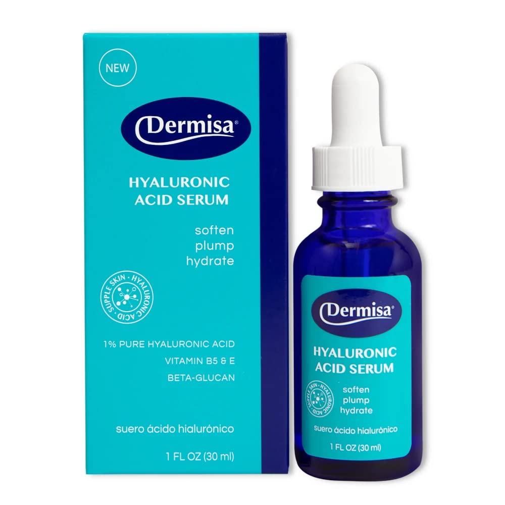 Dermisa Hyaluronic Acid Face Serum 1% Pure Hyaluronic Acid, Vitamin B5, Beta-Glucan | Intense Moisturizer For All Skin Types | Paraben & Fragrance-Free