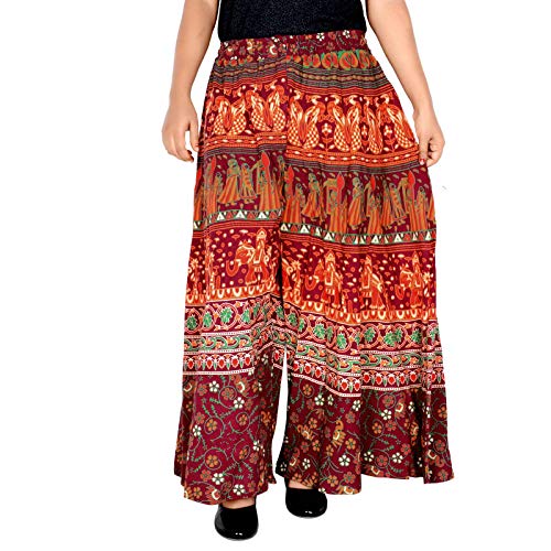 Image of Rajvila Women's Cotton Regular Fit Printed Palazzo for Women (P38NT 0007)