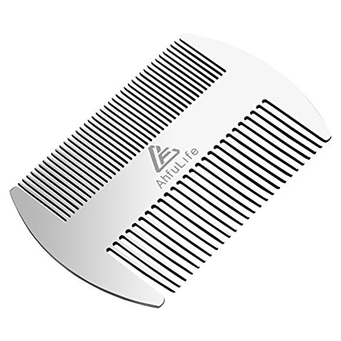 Metal Hair&Beard Comb - AhfuLife® EDC Credit Card Size Comb Perfect for Wallet and Pocket - Anti-Static Dual Action Beard Comb Cover