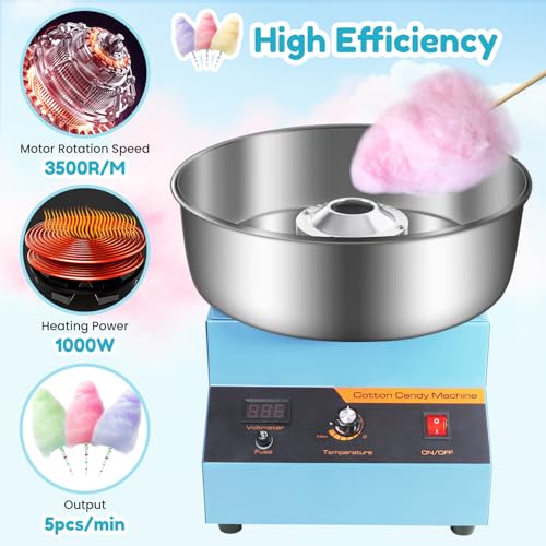 Zuckerwattemaschine, 1000w Kommerzielle Zuckerwattemaschine Für Verschiedene Partys Einfache Bedienung Und Leicht Reinigen, Zuckerwatte Maschine mit Edelstahlschüssel & Zuckerlöffel – Bild 6