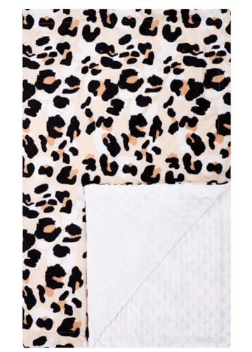Image of Baby Blanket for Boys Girls Super Soft Double Layer Minky with Dotted Backing Cute Cow Crib Receiving Blanket Bed Throws for Newborns Nursery Stroller Toddler 30 x 40 Inch (Leopard2)