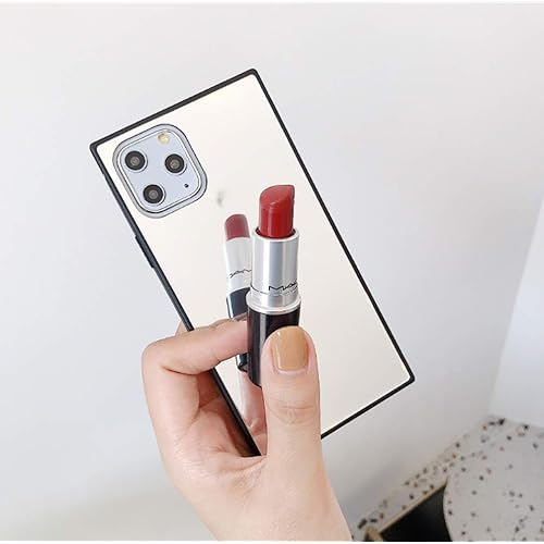 Square iPhone 11 Pro Mirror Case,YTanazing Luxury Glass Glossy Mirror Shockproof Smooth Hard Case with Soft Silicone Bumper TPU Frame for iPhone 11 Pro 5.8 inch
