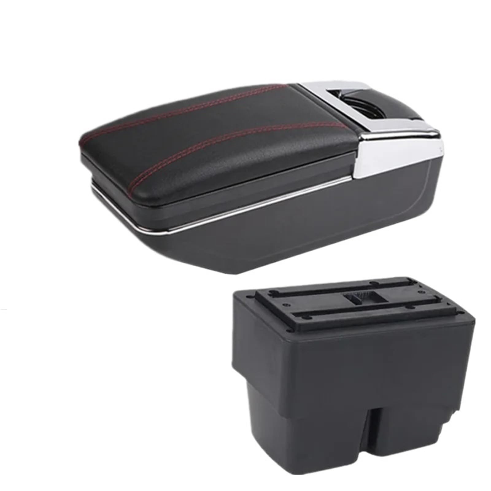 Hguvsjd Armrest Box For For Fiesta MK7 2009-2017 Armrest Storage Box Dedicated Retrofit Interior Accessories Car Armrests(A red line NO USB)