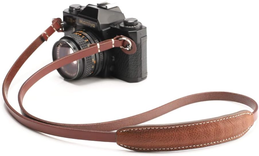 CP005 Leather Camera Neck Shoulder Strap with Pad, Mirrorless Camera Strap Compatible with Sony Leica Nikon Fujifilm Olympus Panasonic (Color: Brown, Length 108cm)