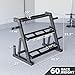 Synergee 2-Tier Dumbbell Storage Rack with 3rd Tier for Kettlebell Storage, 2 Barbell Holders, and 4 Weight Plate Pegs – Accommodates 1