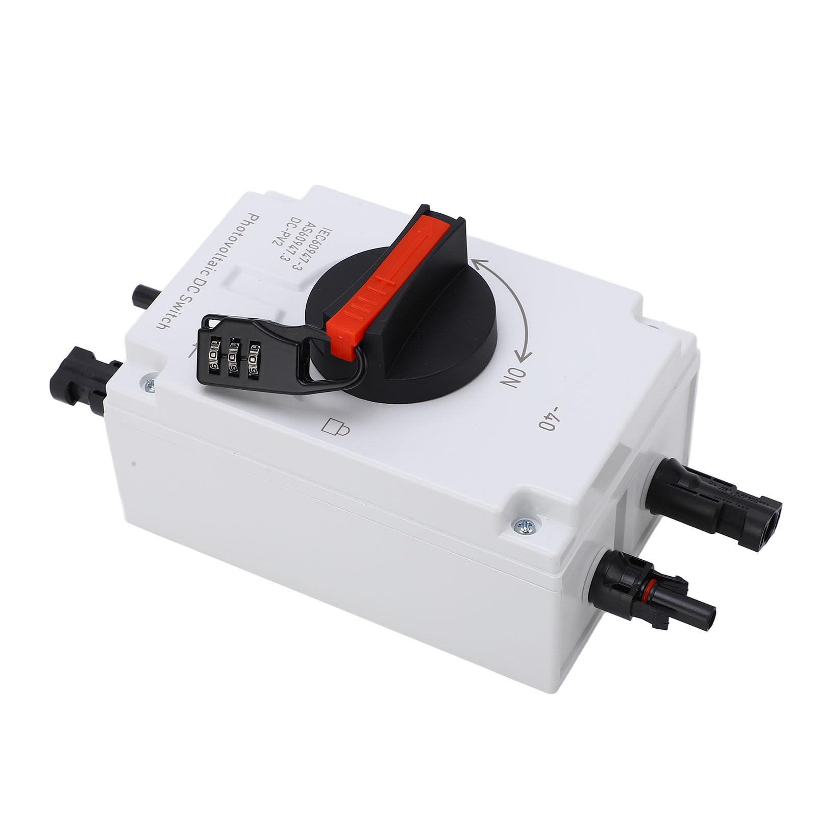 Hyuduo Sezionatore Solare Fotovoltaico, Isolatore Fotovoltaico PC Interruttore Solare DC1200V 32A 4P IP66 Blocco Password Impermeabile, per Installatori di Sistemi di Energia Uso Esterno da -40 °F a
