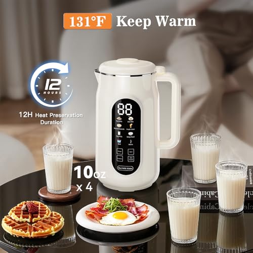 Image of 10 in 1 Nut Milk Maker Machine, 42oz IMD Screen Almond Milk Maker, Soy Milk Maker with Self-Cleaning, Delay Start, Keep Warm, Boil Water, Automatic Plant-Based Milk Blender for Soybean, Oat, Coconut
