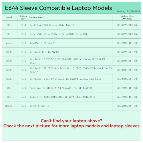 Image of Smatree Elite Laptop Sleeve for 15.6 inch HP Envy x360 /Pavilion x360, Lenovo IdeaPad 5i /5 Gen 7, ASUS Vivobook, MSI Prestige /Modern, Razer Blade, Protective Laptop Case with Pocket(E644)