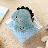 Light Blue Dinosaur Hand Towel Soft Absorbent Chenille Hanging Towel with Loop Cute Cartoon Decor for Kitchen Bathroom (Pack of 1)