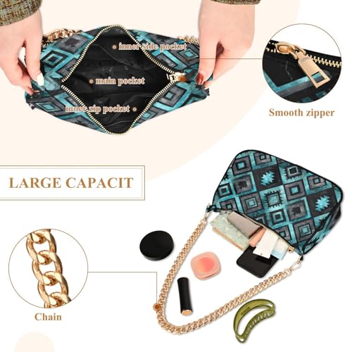 Bolso Tote Negro Mármol Turquesa para Mujer miniatura 5